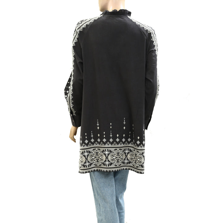 Odd Molly Anthropologie Ruffle Embroidered Mini Dress