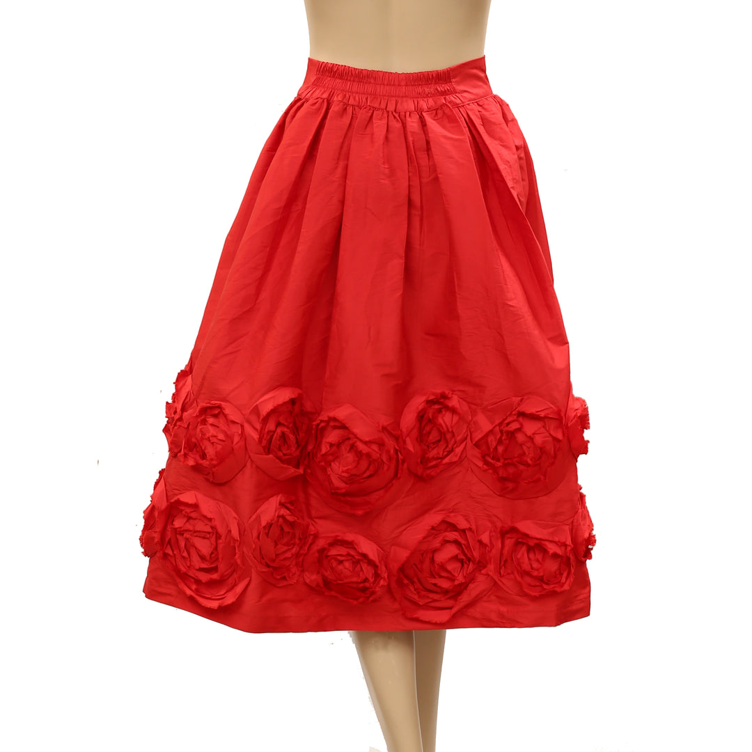 Frances Valentine Barbara Flowers Shantung Skirt