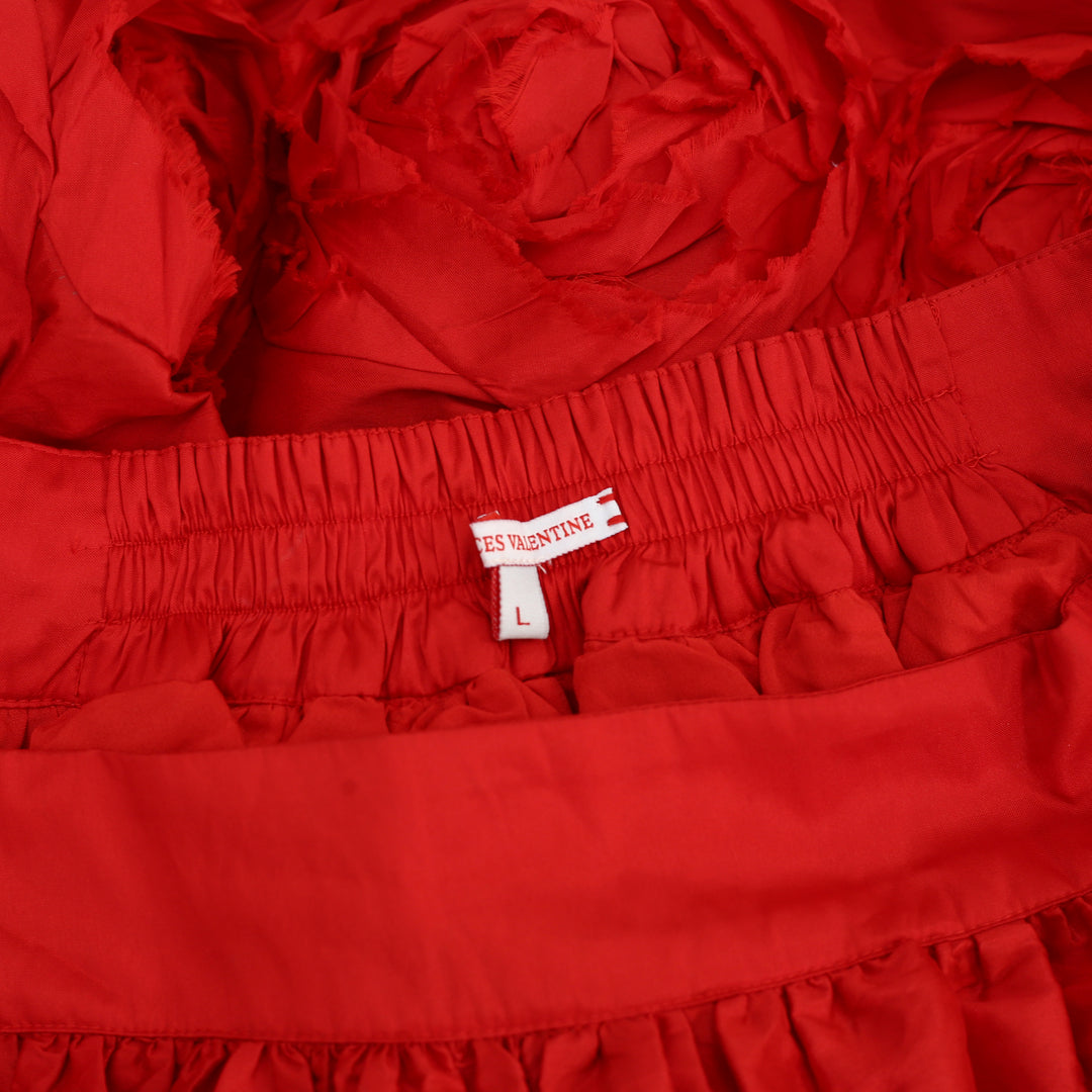 Frances Valentine Barbara Flowers Shantung Skirt