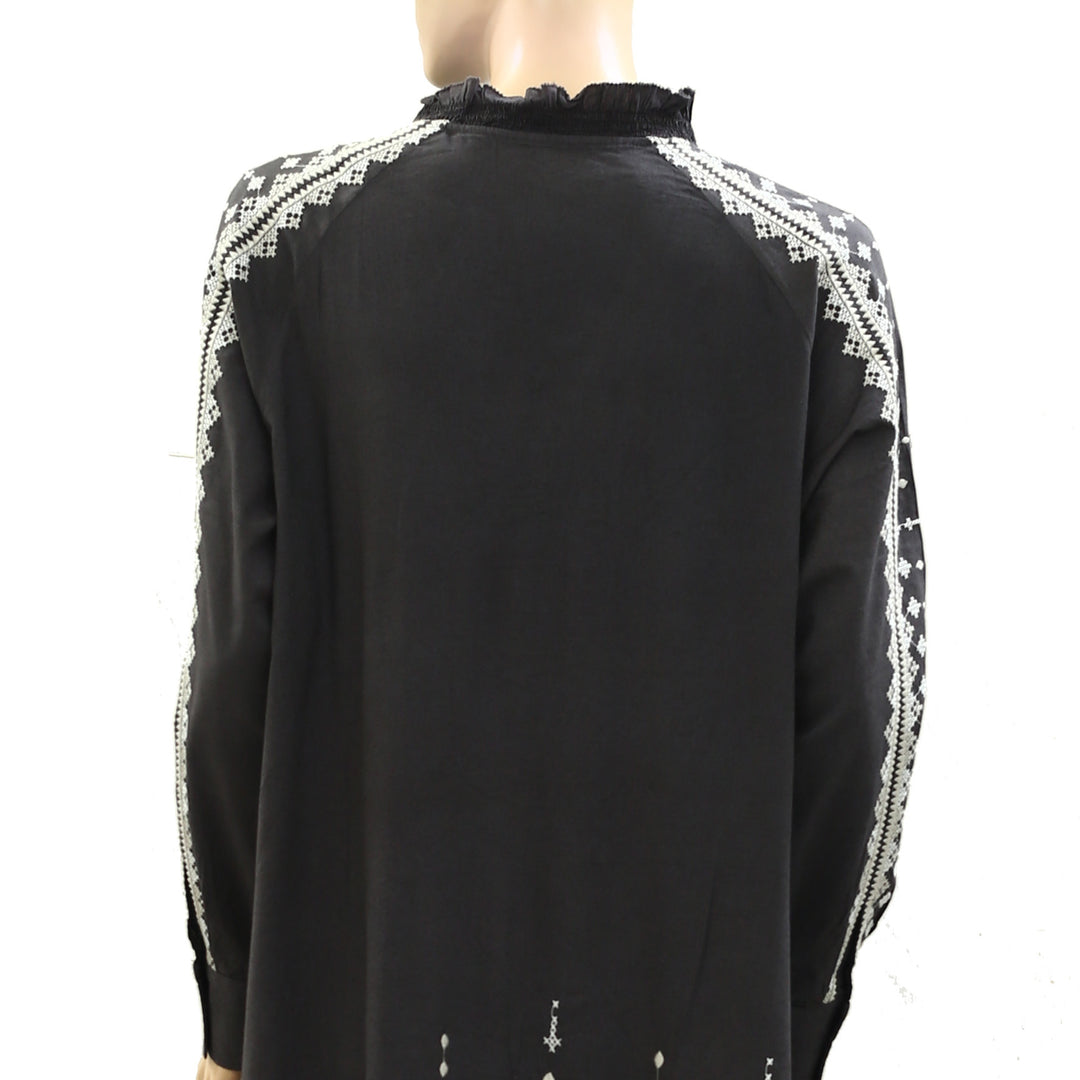 Odd Molly Anthropologie Ruffle Embroidered Mini Dress