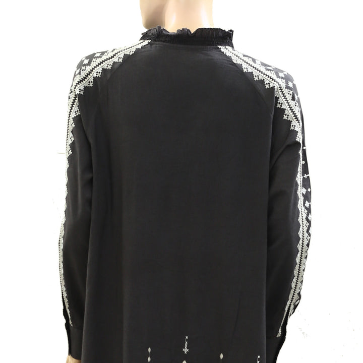 Odd Molly Anthropologie Ruffle Embroidered Mini Dress