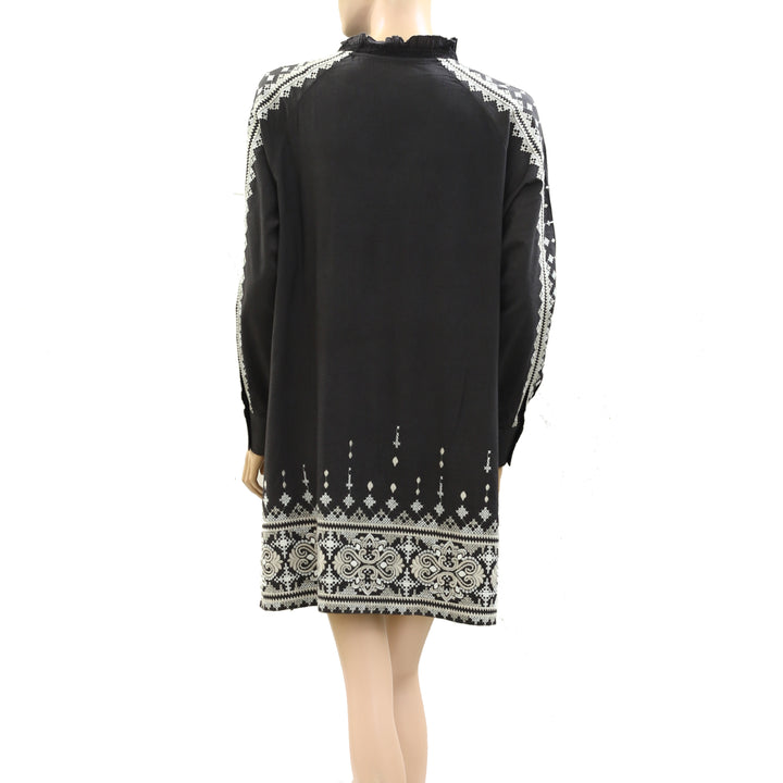 Odd Molly Anthropologie Ruffle Embroidered Mini Dress