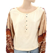 Free People Light Magic Henley Blouse Top