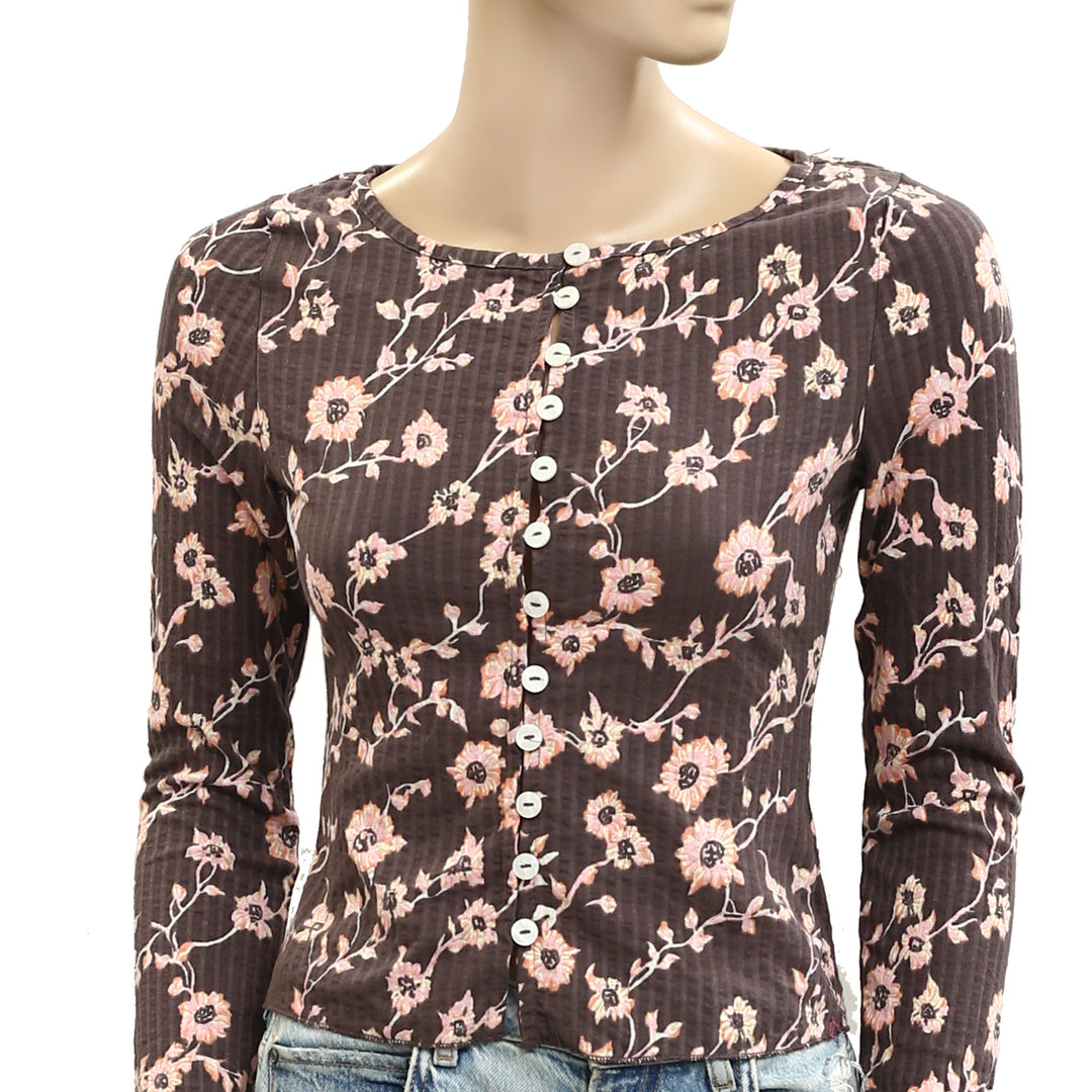 Free People Tilly Long-Sleeve Printed Cardi Blouse Top