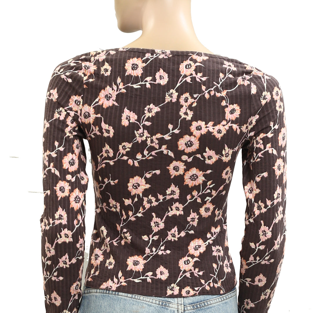 Free People Tilly Long-Sleeve Printed Cardi Blouse Top