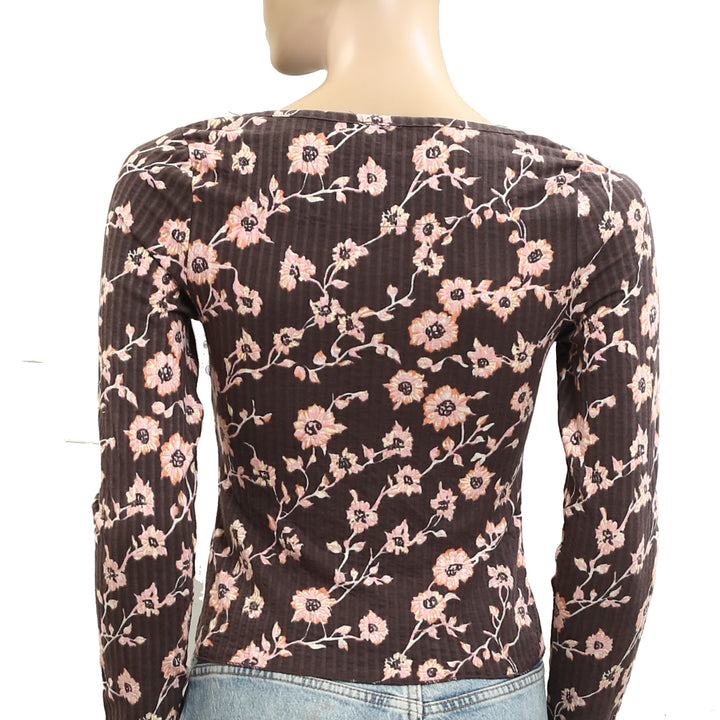 Free People Tilly Long-Sleeve Printed Cardi Blouse Top