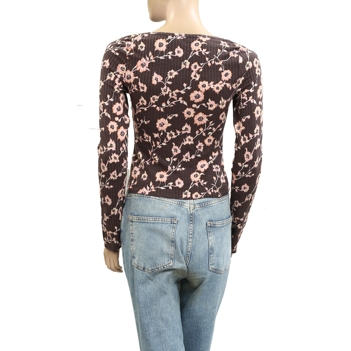 Free People Tilly Long-Sleeve Printed Cardi Blouse Top