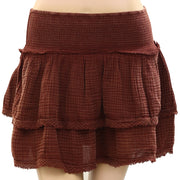 By Anthropologie Smocked Tiered Solid Mini Skirt