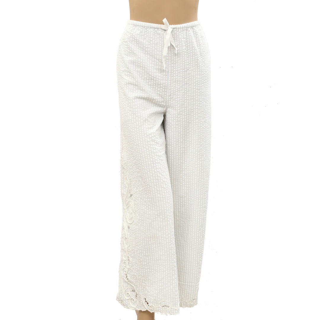 Free People Flower Eyelet Embroidered Trousers Pants