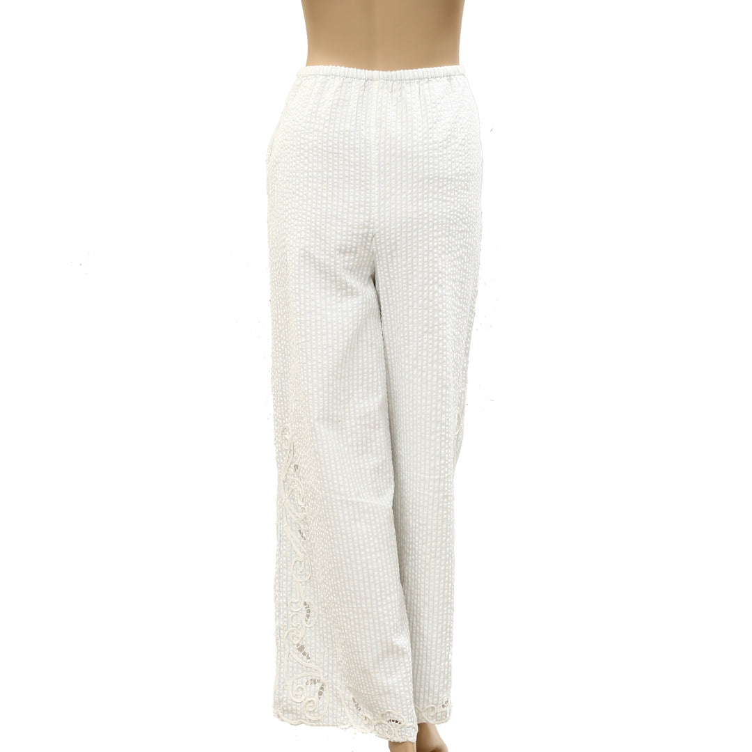 Free People Flower Eyelet Embroidered Trousers Pants