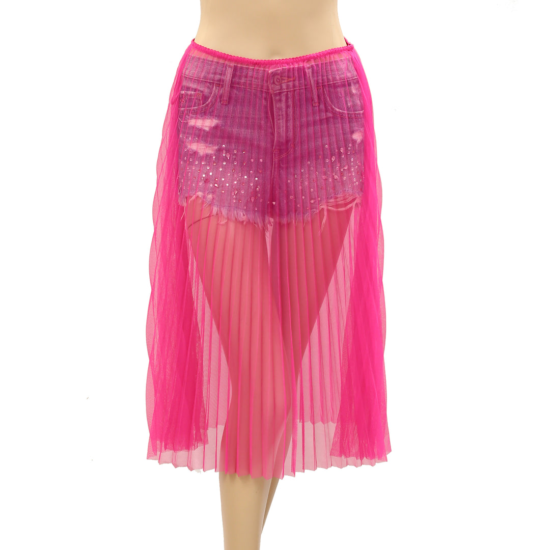 By Anthropologie Sunburst Pleated Sheer Midi Skirt