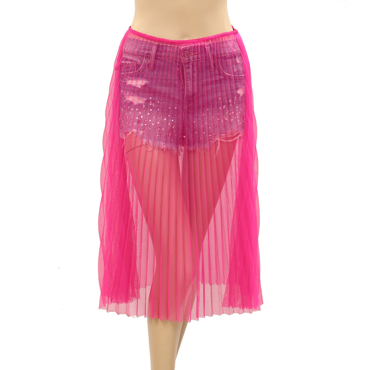 By Anthropologie Sunburst Pleated Sheer Midi Skirt
