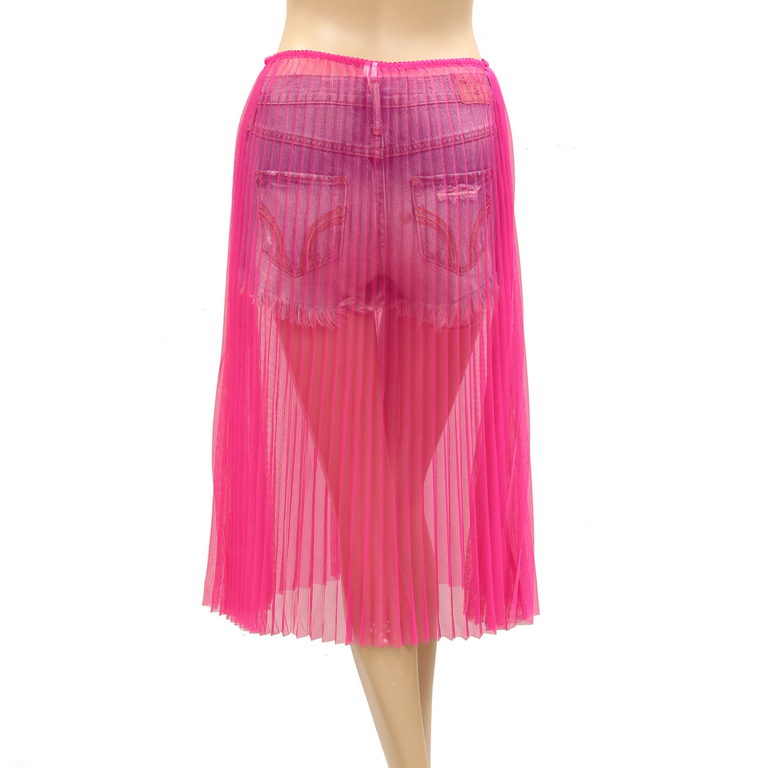 By Anthropologie Sunburst Pleated Sheer Midi Skirt