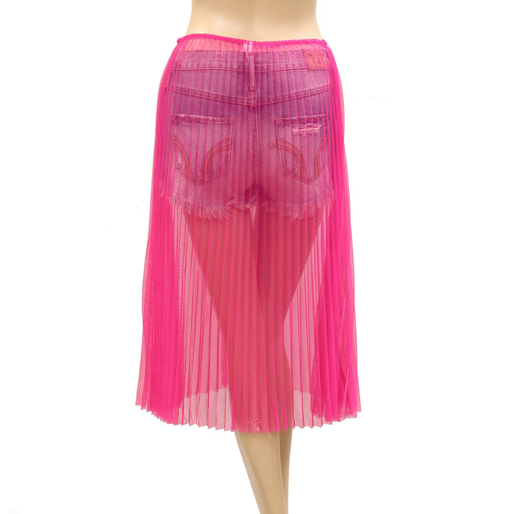 By Anthropologie Sunburst Pleated Sheer Midi Skirt