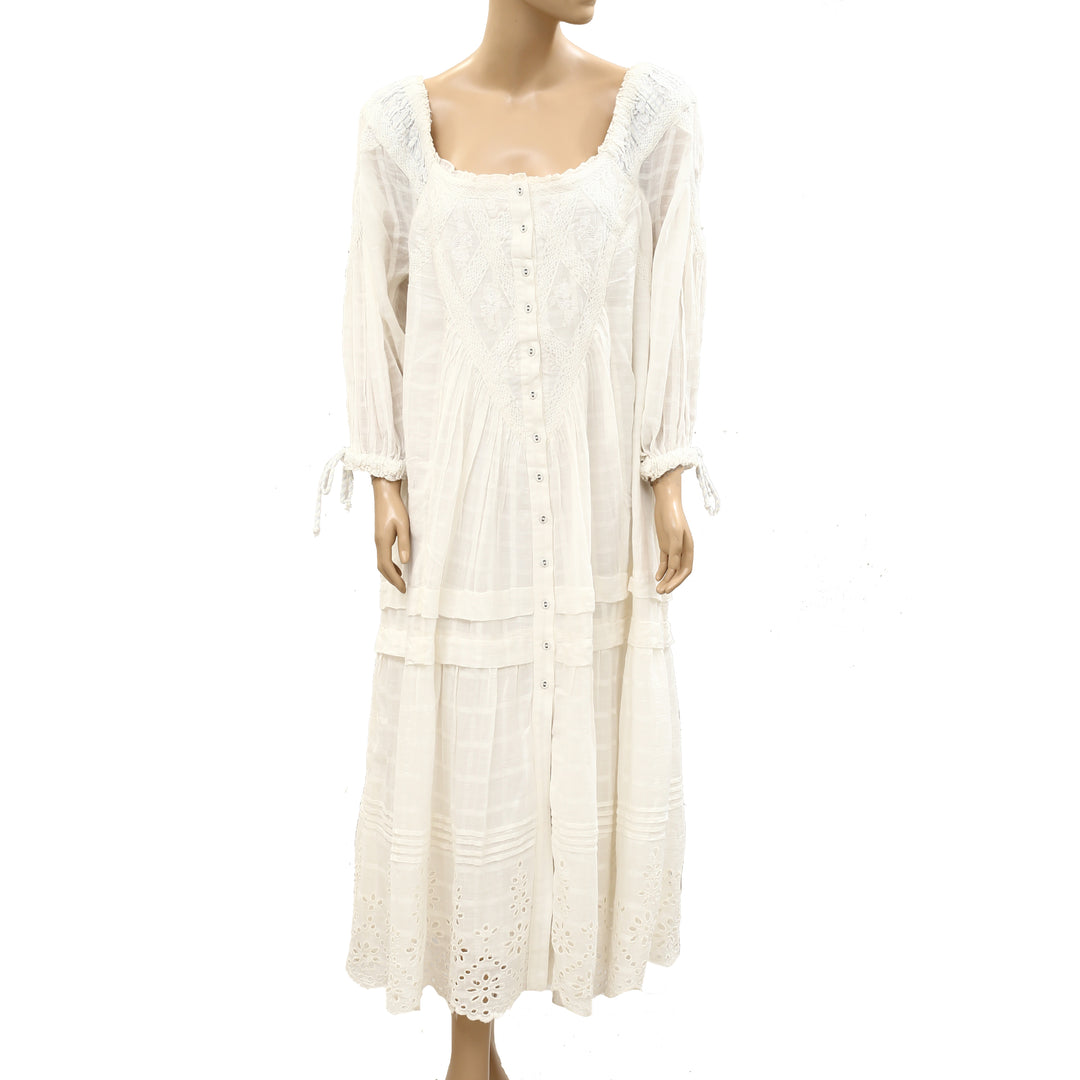 Free People Spencer Floral Eyelet Embroidered Lace Maxi Dress