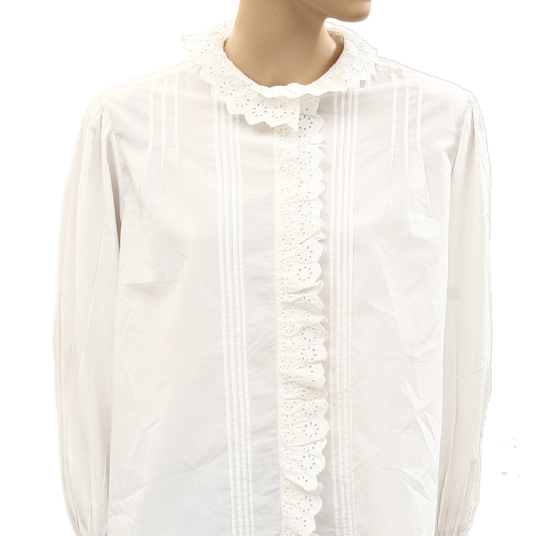 Nili Lotan Tux Eyelet Embroidered Shirt