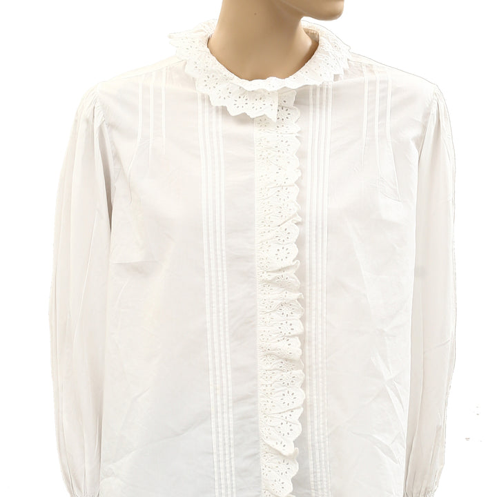 Nili Lotan Tux Eyelet Embroidered Shirt