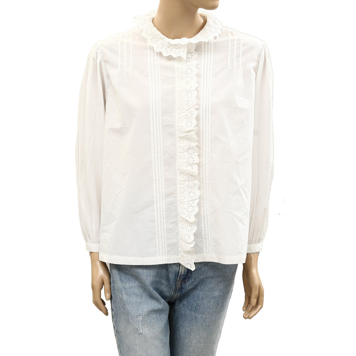 Nili Lotan Tux Eyelet Embroidered Shirt