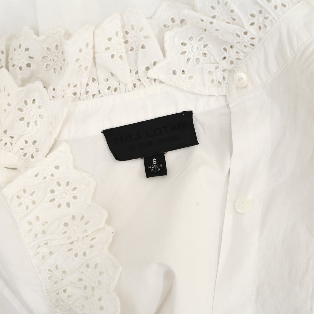 Nili Lotan Tux Eyelet Embroidered Shirt