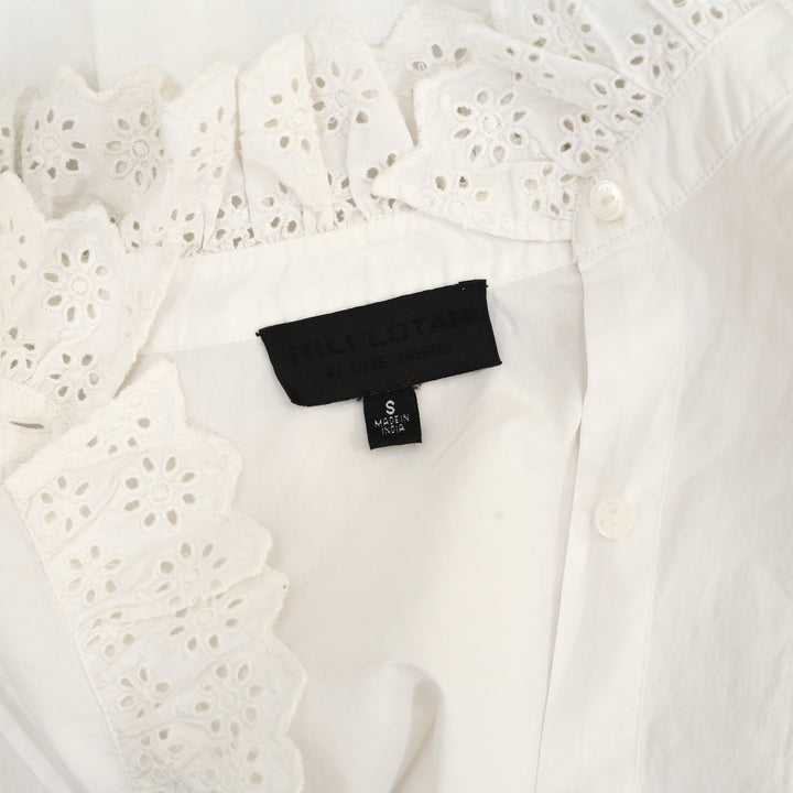 Nili Lotan Tux Eyelet Embroidered Shirt