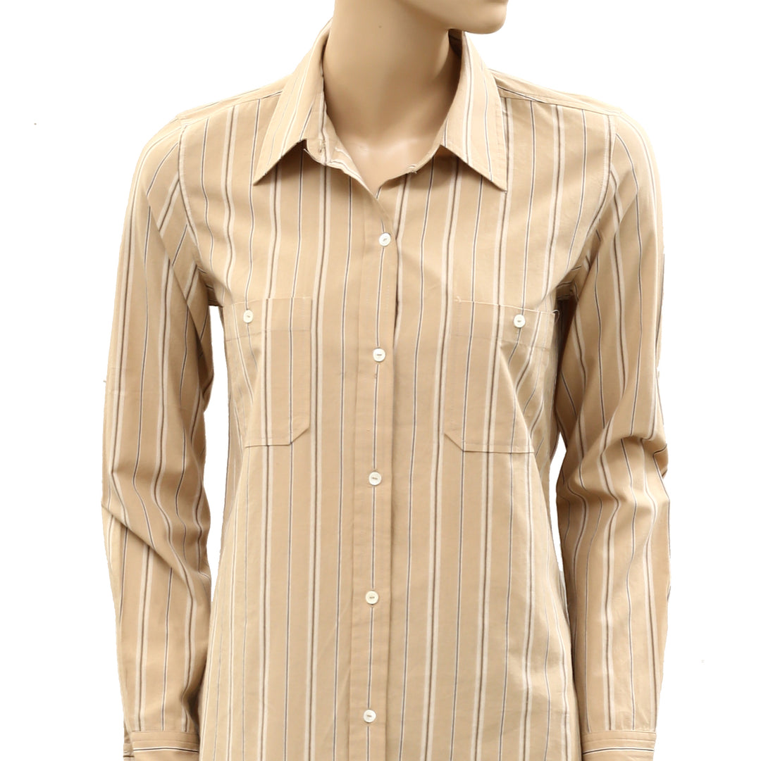 Nili Lotan Kaya Neutral Stripe Buttondown Shirt