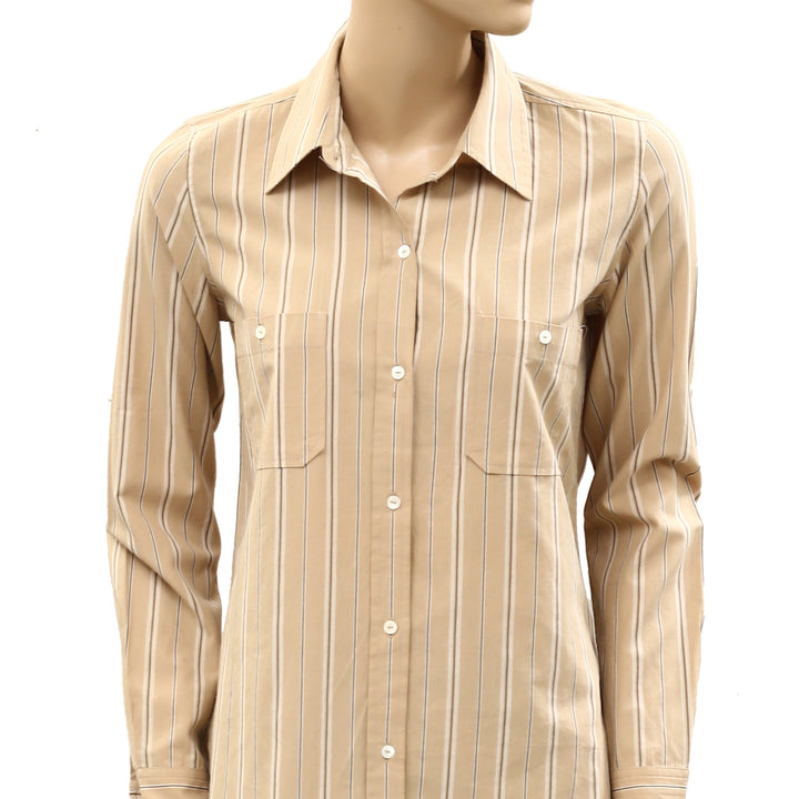 Nili Lotan Kaya Neutral Stripe Buttondown Shirt