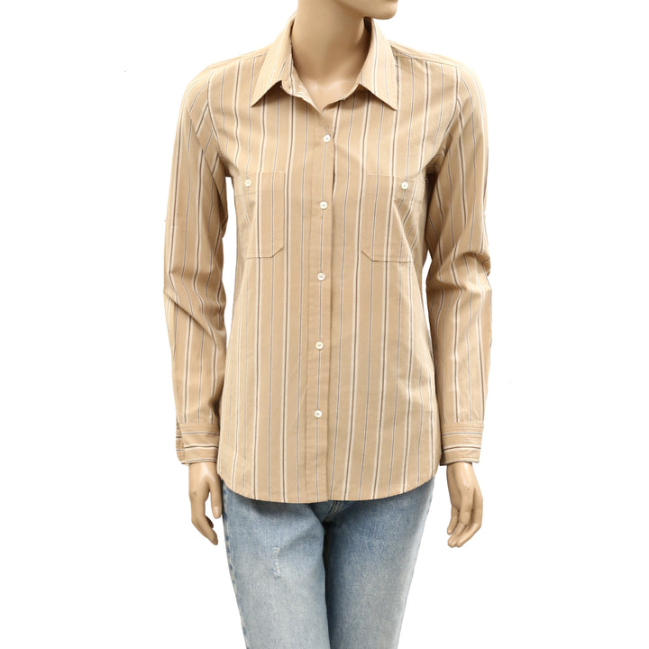 Nili Lotan Kaya Neutral Stripe Buttondown Shirt