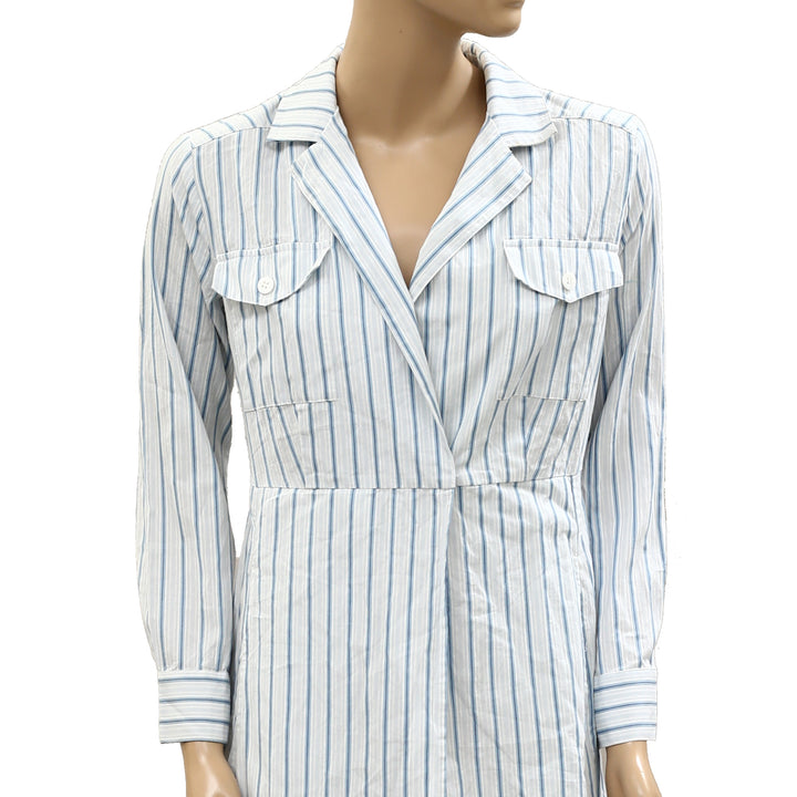 Sezane Wrap Style Striped Printed Midi Dress