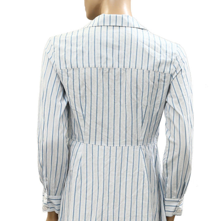 Sezane Wrap Style Striped Printed Midi Dress