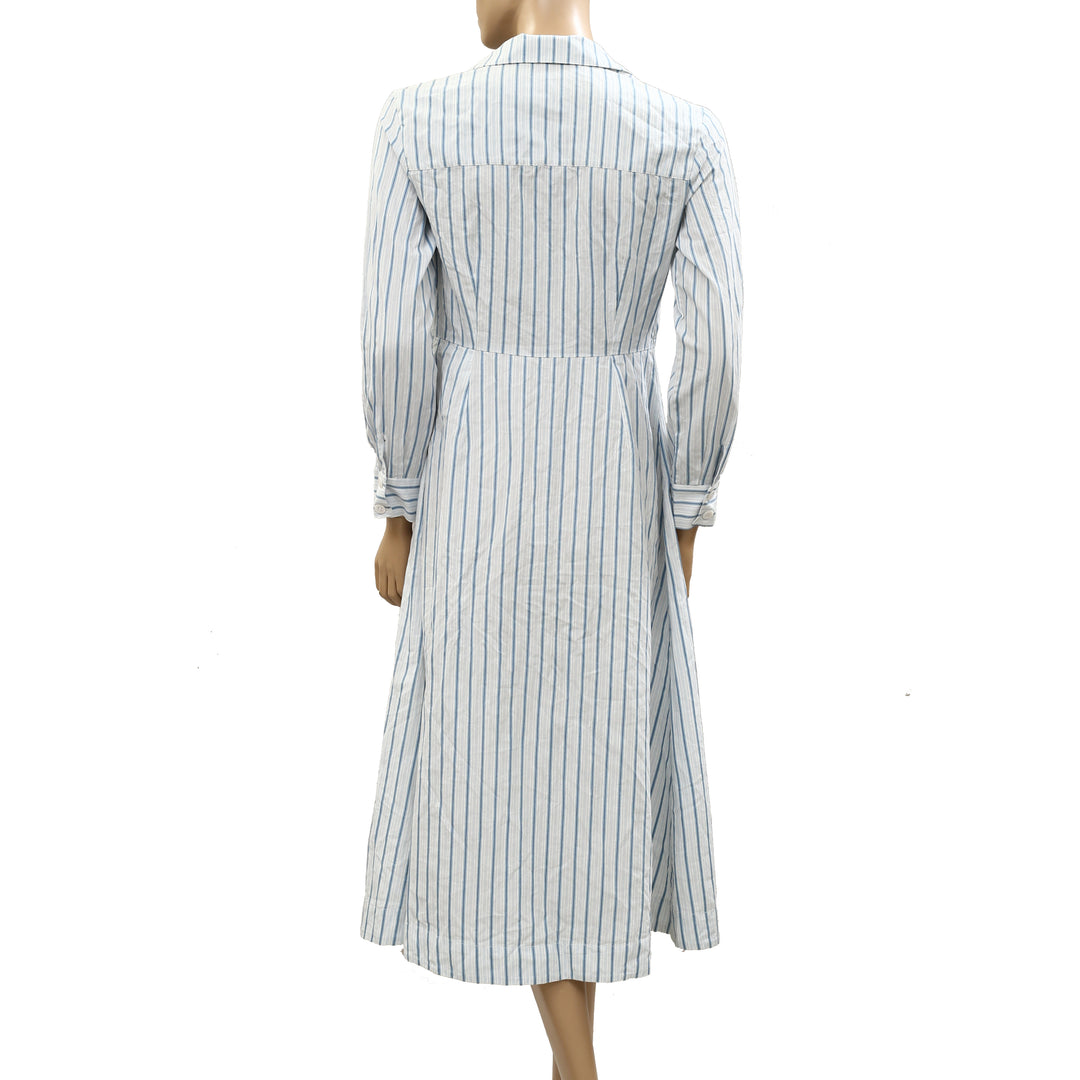 Sezane Wrap Style Striped Printed Midi Dress