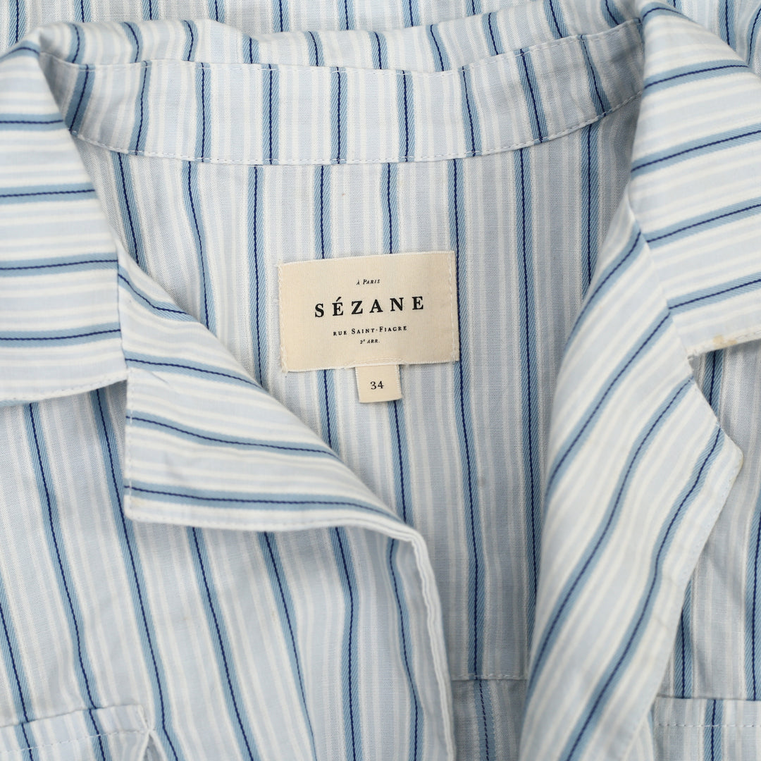 Sezane Wrap Style Striped Printed Midi Dress