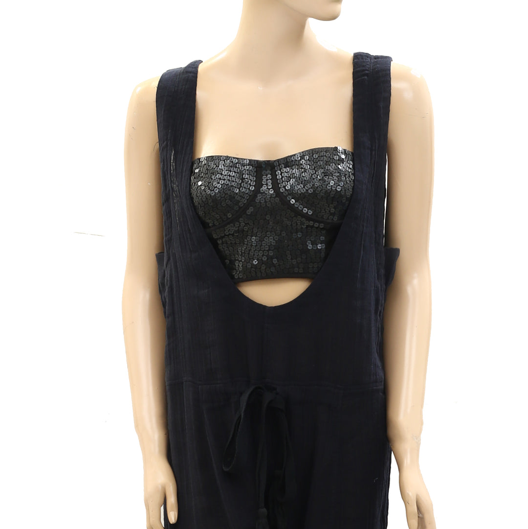 free people black cut out dress Free People Look Into The Sun Satin Cutouts Halter Gown Maxi Dress Black XS