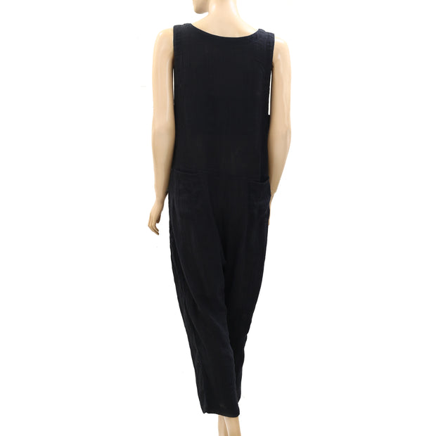 Free People Solid Black One-Piece Jumpsuit Dress