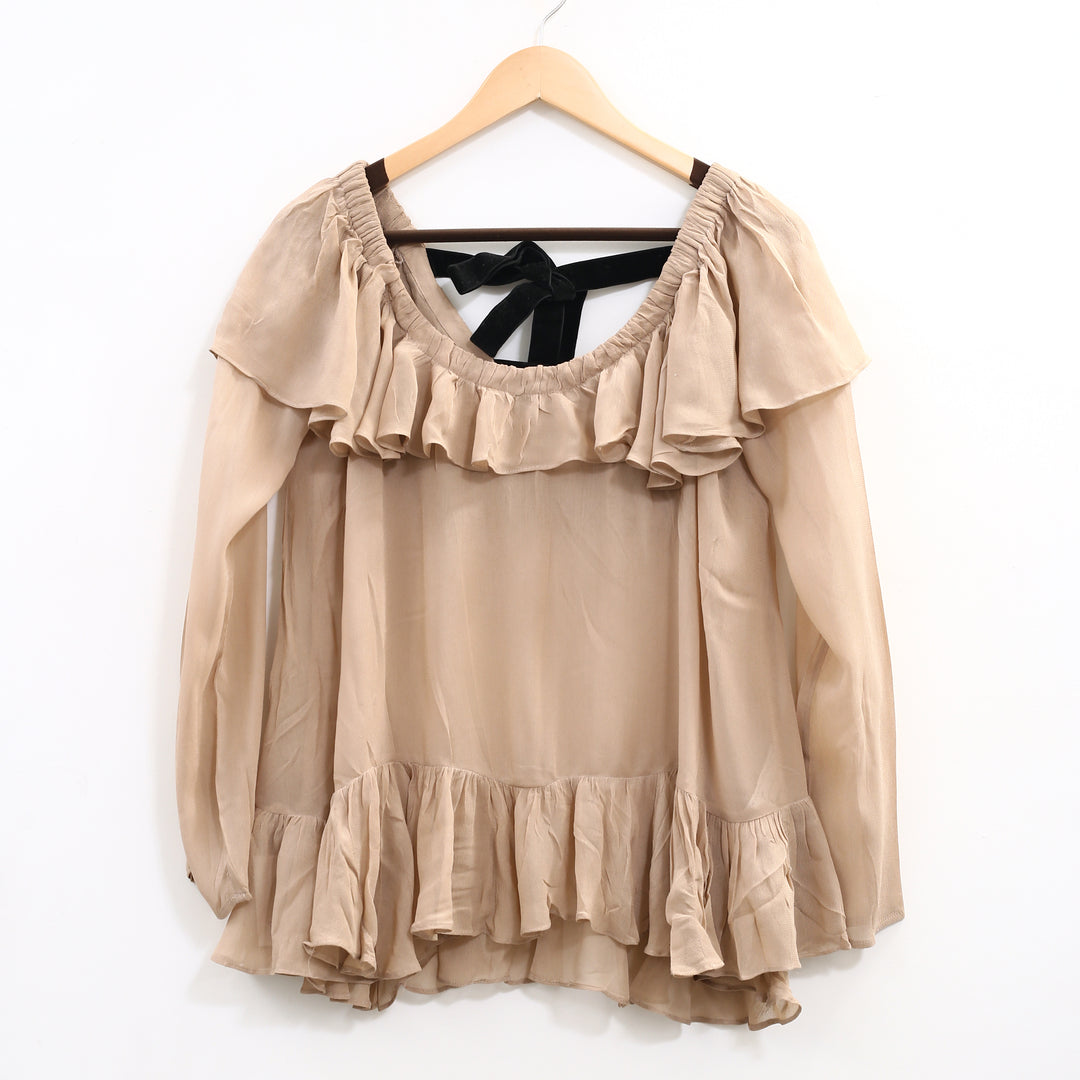 Twin Set Jeans Solid Ruffle Tunic Top