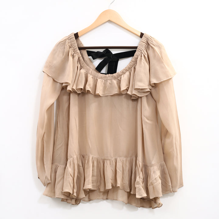 Twin Set Jeans Solid Ruffle Tunic Top