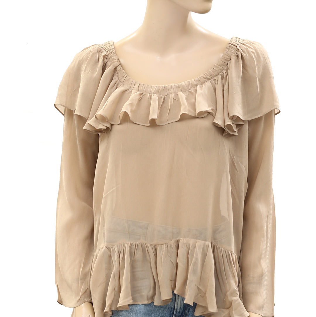 Twin Set Jeans Solid Ruffle Tunic Top