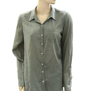 Nili Lotan Cotton Voile NL Buttondown Shirt Tunic Top