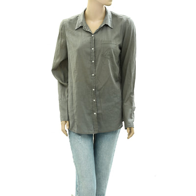 Nili Lotan Cotton Voile NL Buttondown Shirt Tunic Top