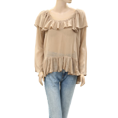 Twin Set Jeans Solid Ruffle Tunic Top