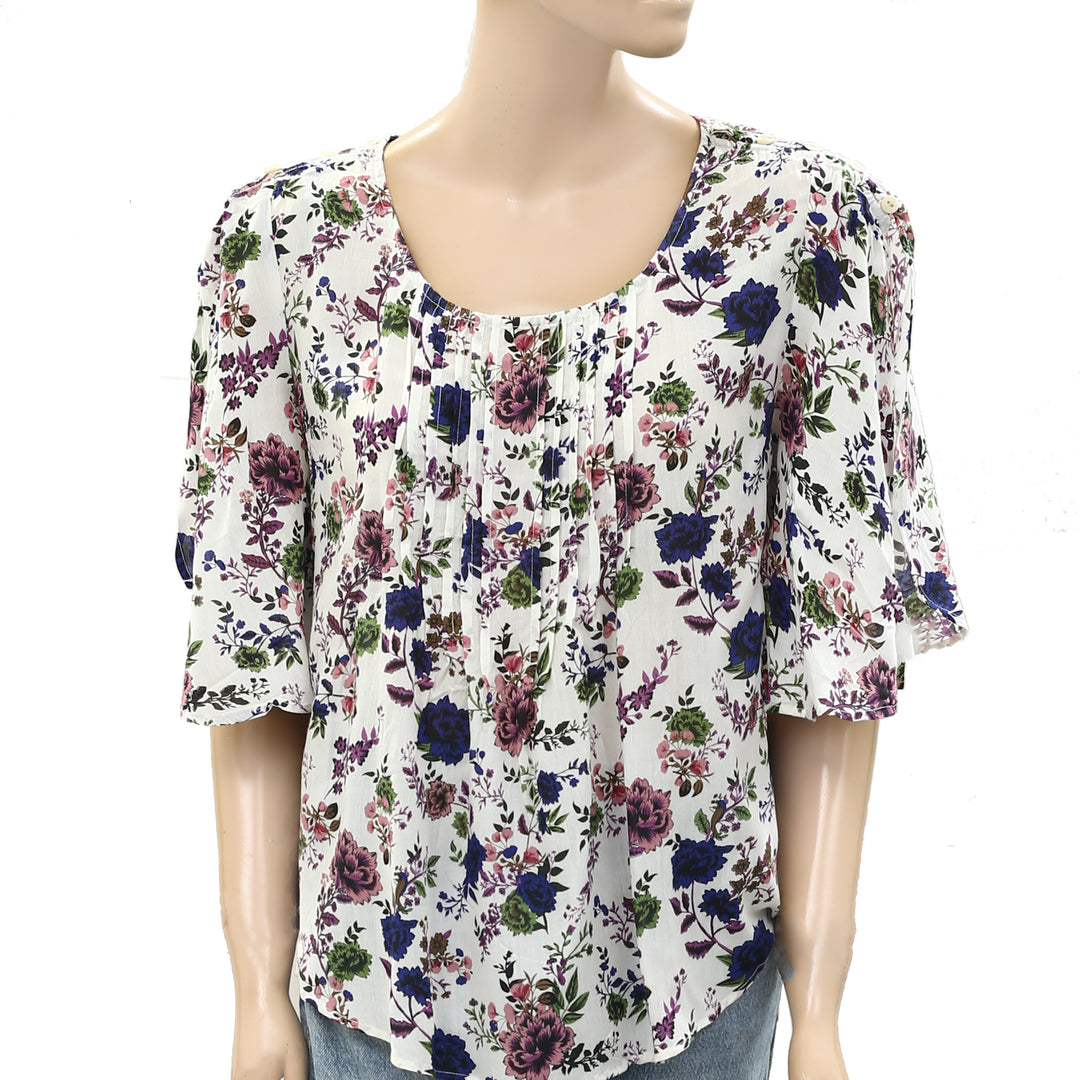 Maeve Anthropologie Fluttered Maya Floral Blouse Top