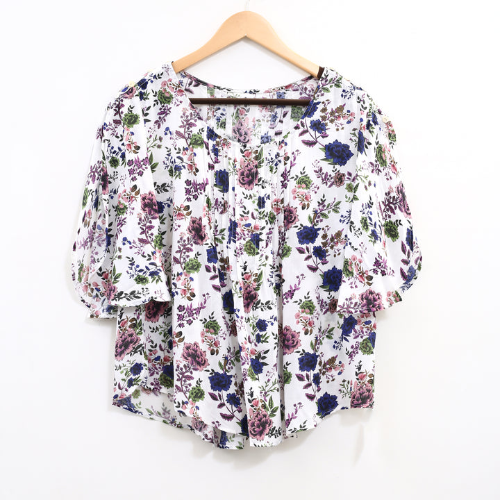 Maeve Anthropologie Fluttered Maya Floral Blouse Top