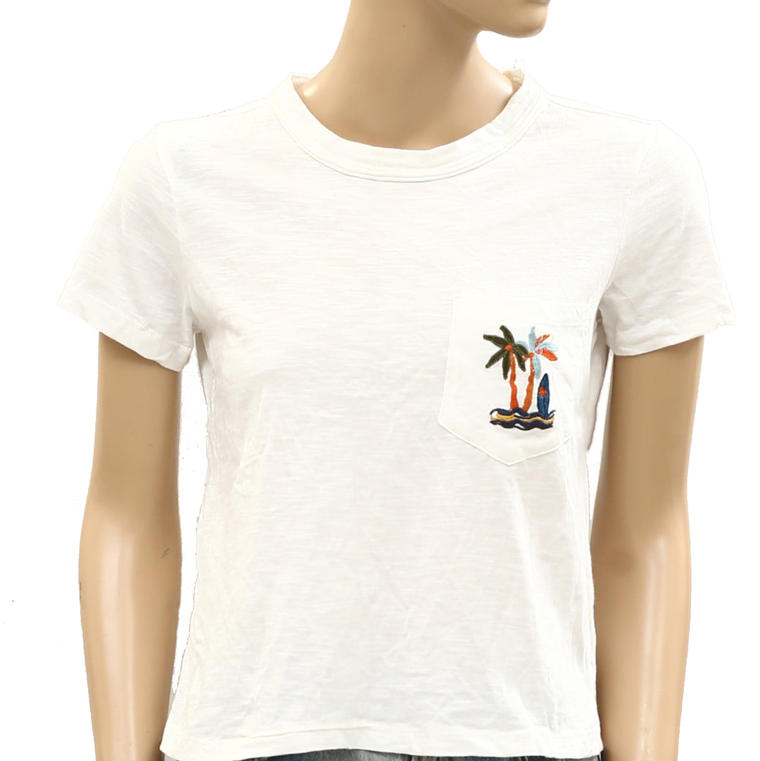 Anthropologie Pilcro Bennie Cotton-Slub Crew-Neck Short-Sleeve Tee Top