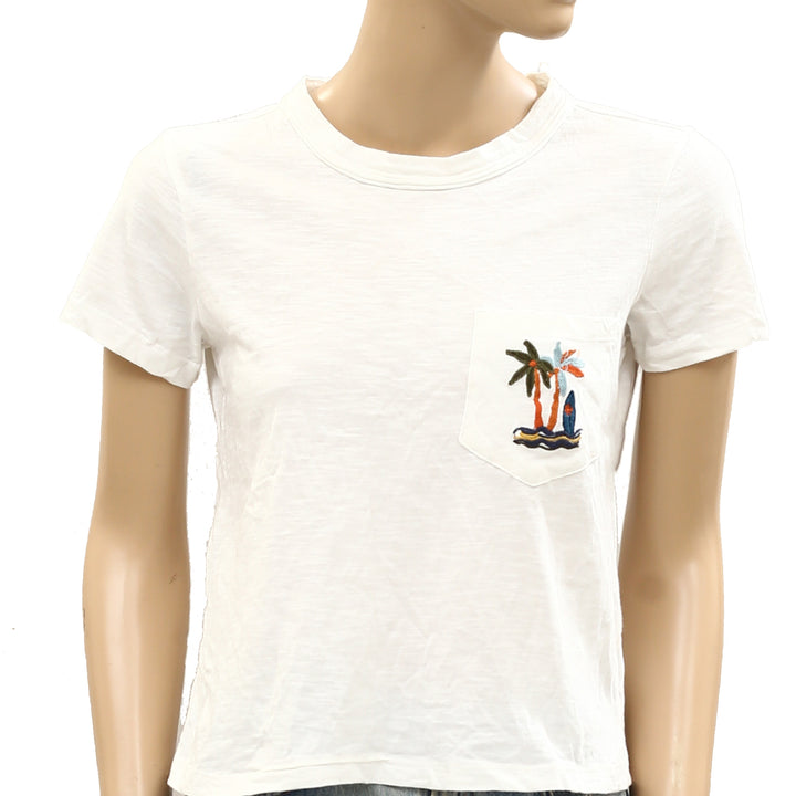 Anthropologie Pilcro Bennie Cotton-Slub Crew-Neck Short-Sleeve Tee Top