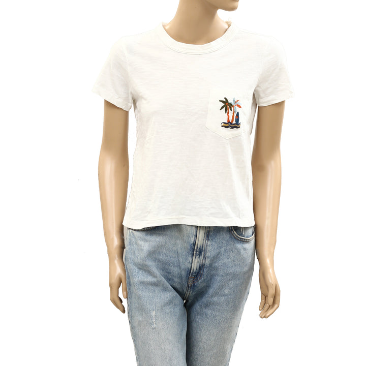 Anthropologie Pilcro Bennie Cotton-Slub Crew-Neck Short-Sleeve Tee Top