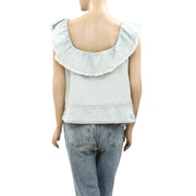 Pilcro Anthropologie Reworked Ruffle Collar Blouse Top