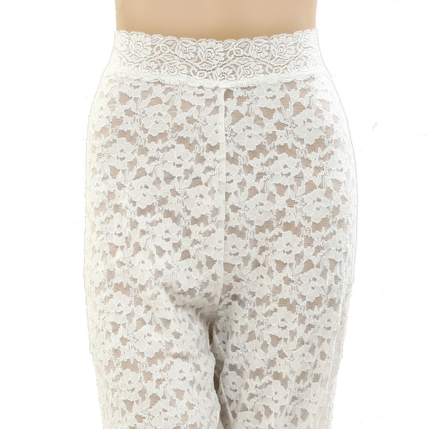 By Anthropologie Floral Lace Capri Cropped Pants