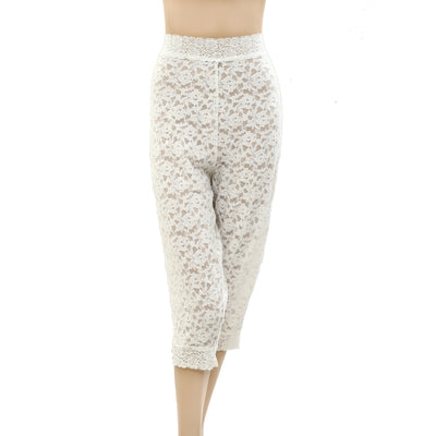 By Anthropologie Floral Lace Capri Cropped Pants