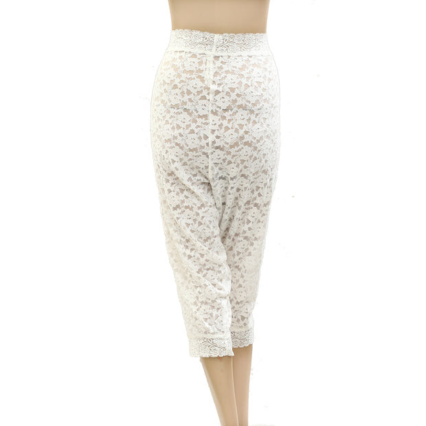 By Anthropologie Floral Lace Capri Cropped Pants