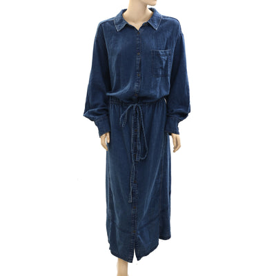 Pilcro Anthropologie Buttondown Denim Midi Dress