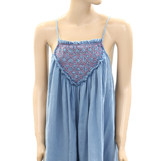 Free People Crystal Cove Smocked Mini Dress